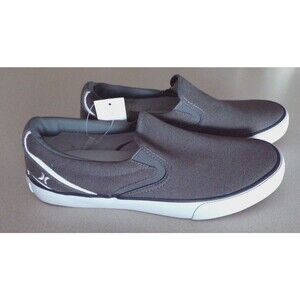 NEW Men's Hurley Arlo Slip On Gray White Casual Canvas Shoes Sneakers Mens 8.5